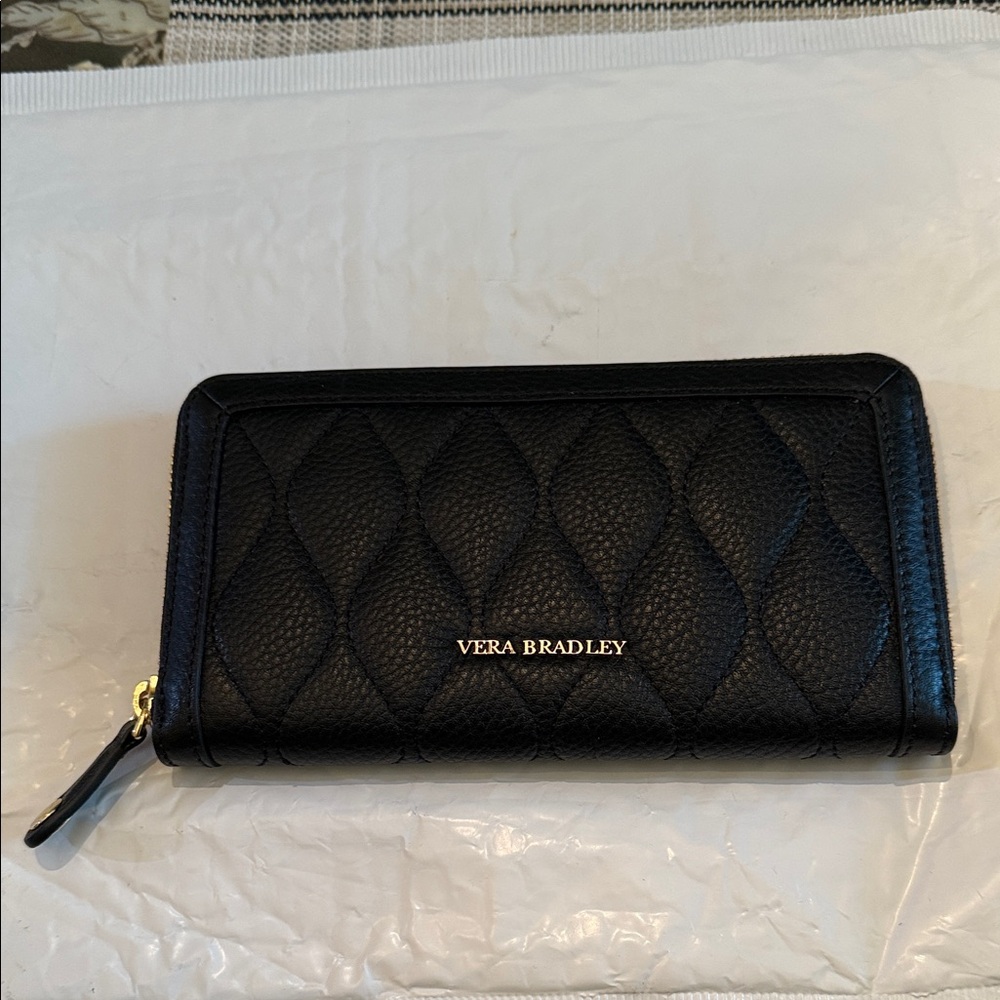 Vera Bradley Black Quilted Leather Wallet